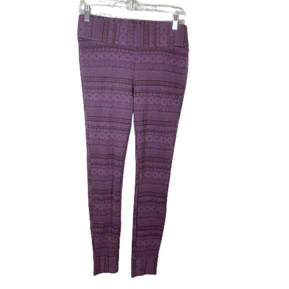 $10 SALE Columbia Purple Aztec Print Baselayer Pull On Legging Winter Sports M - Picture 1 of 6